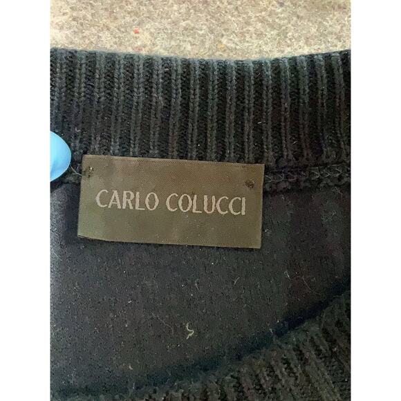 VTG 90s carlo Colucci Navy Blue Red Jumper Sweater Crewneck XXL - Picture 3 of 5